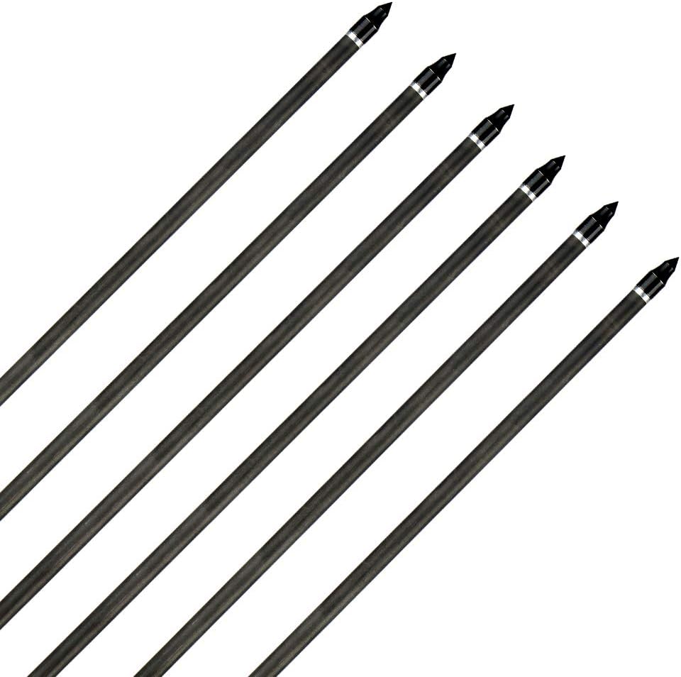 Huntingdoor Pure Carbon Arrows 31inch 400spine Archery Arrows Feather Fletching Screw-in Field Points Targeting Arrows for Compound Bow Recurve Bow 6/12 Pack : Sports & Outdoors