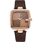Gosasa Fashion Large Square Dial Women's Watch Minimalist Diamond Quartz Ladies Wristwatch High-end Leather Strap Casual Simple Waterproof Watches for Women