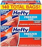 Hefty Slider Freezer Bags, Quart Size, 140 Count