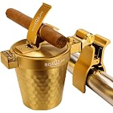Cigar Ashtray Cigar Accessories,Cigar Holder,Ashtray with Lid Windproof and Odor Resistant, Car Ashtrays for Cup Holder,Cigar Holder for Golf Cart, Ash Tray Outdoors, Cigar Gifts for Men Unique.