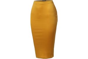 SSOULM Women's Work Office Stretchy Fitted Midi Pencil Skirt with Slit and Plus Size