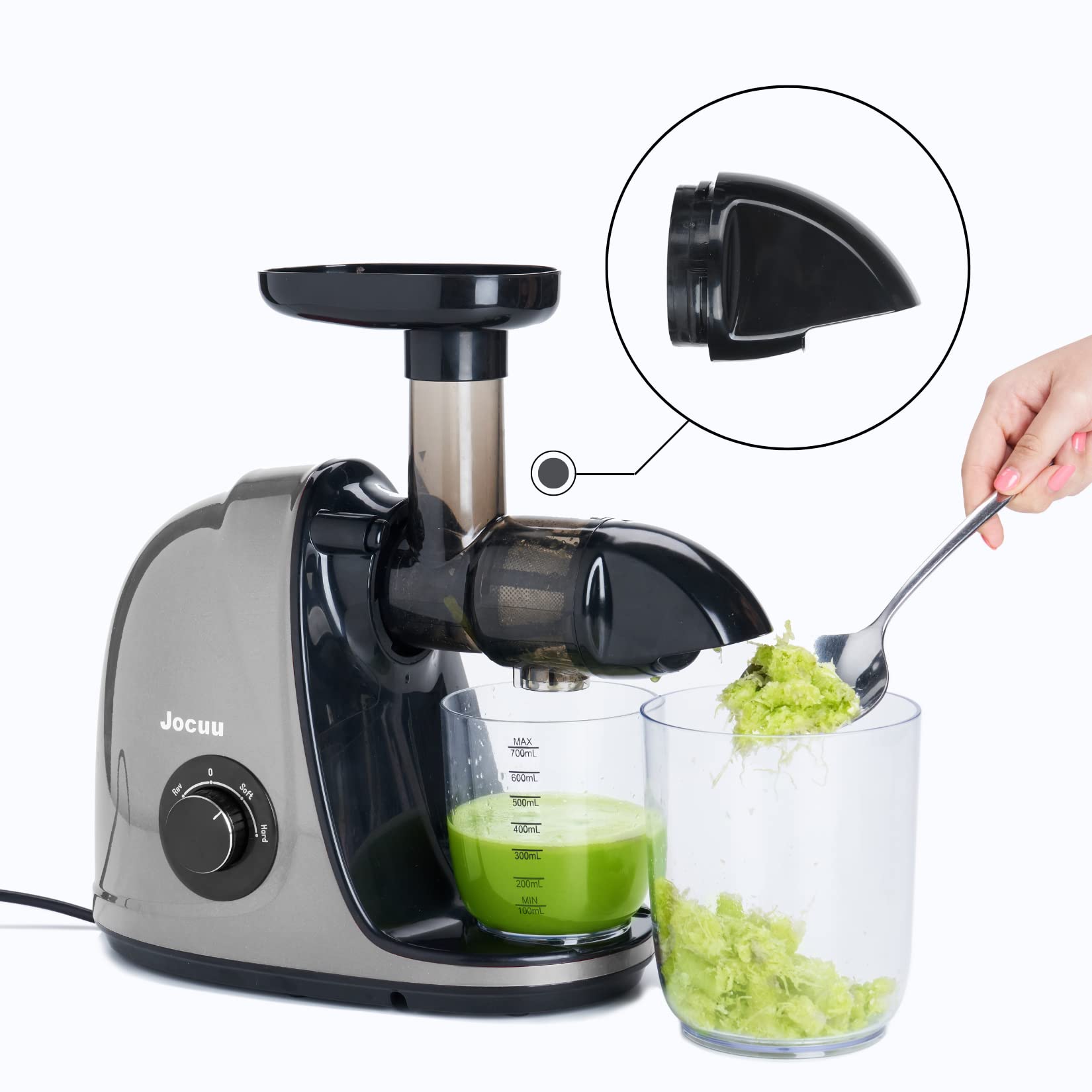 Jocuu Accessory No. 8 Juicer Squeezer, End Cap, Replacement Part for Slow Masticating Juicer ZM1503, Easy to Assemble, Disassemble & Clean, 100% BPA Free, Food Grade Material, Black