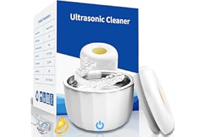 ELFEYE Portable Ultrasonic Retainer Cleaner,Cleans with just Water,42kHz Mini Cleaning Machine for All Dental Appliances,Jewelry,Diamonds,Aligner,Whitening Trays,Night Dental Mouth Guard(Off-White)