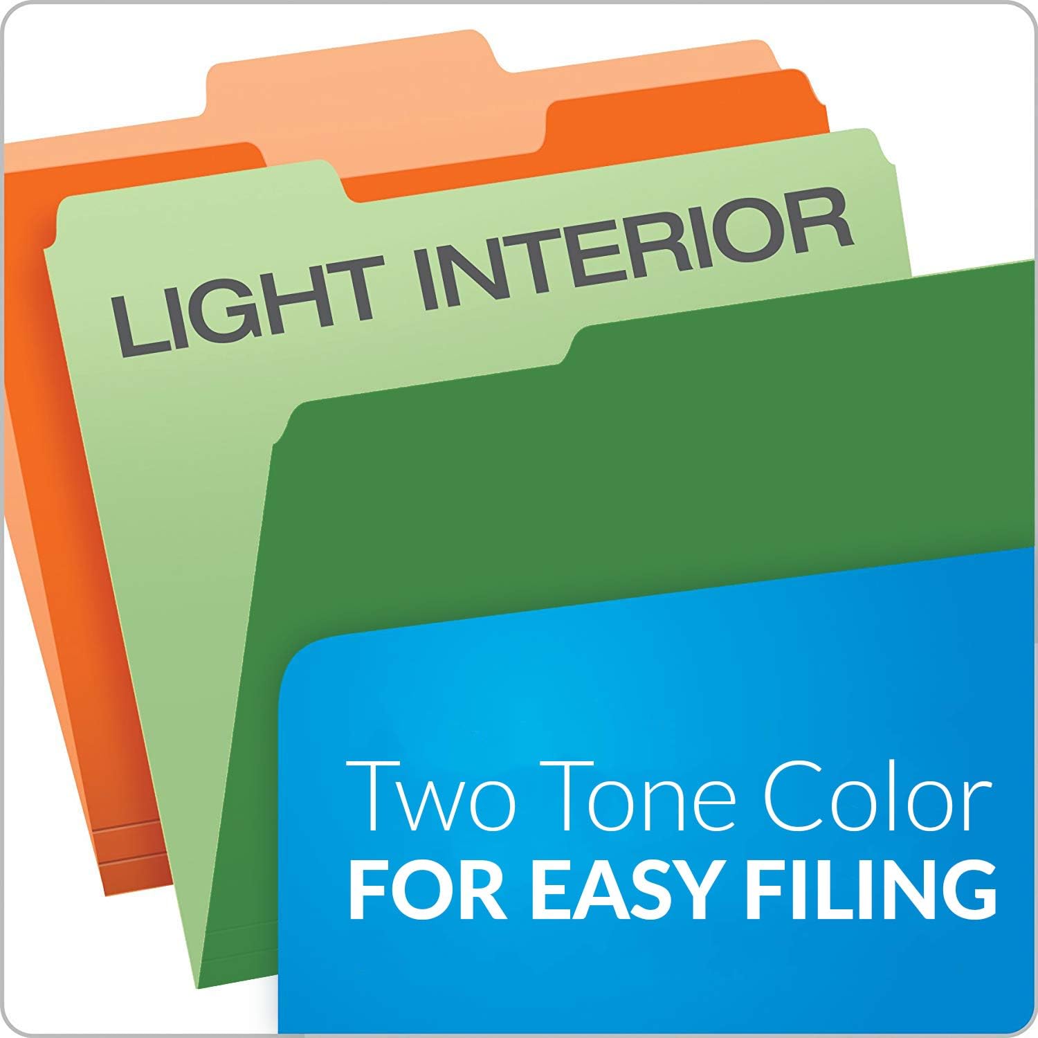 Two-Tone Color File Folders, Letter Size, Assorted Colors, 1/3 Cut, 200 per Box : Office Products