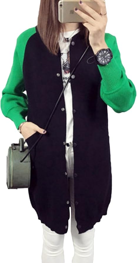 Amazon メルミー Melume レディース 配色 スタジャン ニットジャケット ロングカーデ 大人カジュアルなロングジャケット 羽織 秋冬にぴったり ゆったりサイズ 大きいサイズも プチプラ コート ジャケット 通販