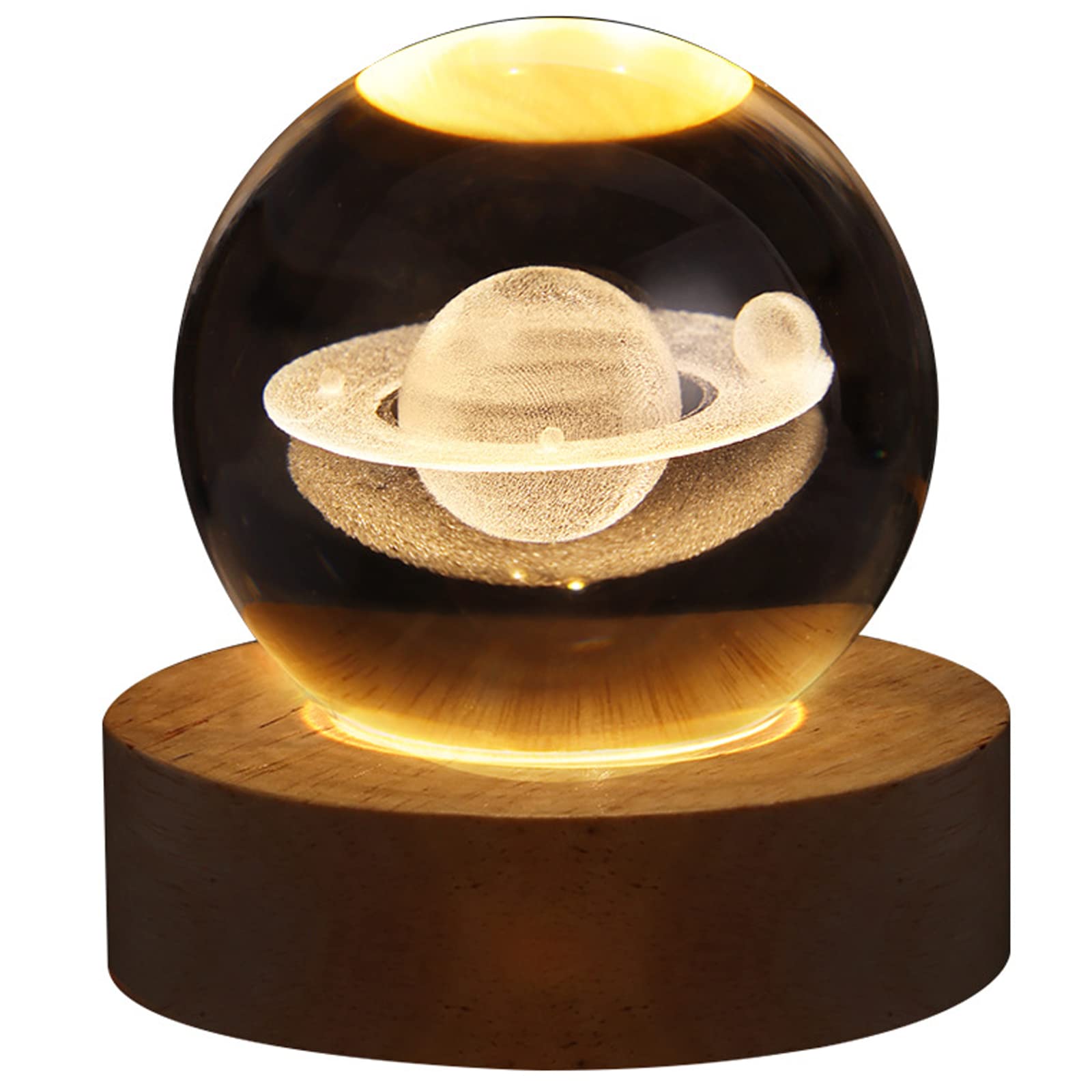 3D Crystal Ball Nightlight Decolamp Solar System Model Decor Science Astronomy Universe Cool Desk Present Space Gifts Decor, Saturn — image 1