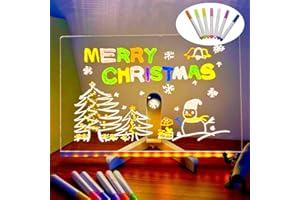 GENERIC LED Note Board with Colors,Led Drawing Board,Light Up Acrylic Message Board, Illuminated Acrylic Notepad with Adjustable Stand and 7 Pens (5.9" × 5.9")
