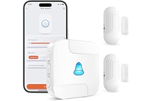 HUWOO Smart WiFi Wireless Caregiver Pager Door Chimes Compatible with Tuya APP Control Door Alarms for Dementia Patients Security & Kids Safety with 2 Door Sensors 1 Receiver