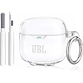 Aircawin for JBL Tune Flex Earbuds Case Clear,Full Protective Soft Transparent TPU Skin for JBL Tune Flex Case Cover,Shockproof Headphone Accessories with Carabiner and Cleaning Pen-Clear