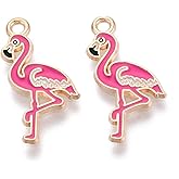 DanLingJewelry 100Pcs Enamel Flamingo Animal Pendants Mini Pink Bird Dangle Charms for DIY Jewelry Bracelets Necklaces Earrings Making Crafts