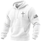 CIVIZILUX Usa Faith Wear Hoodies Men's Vintage Faith Cross American Flag Print Hoodie