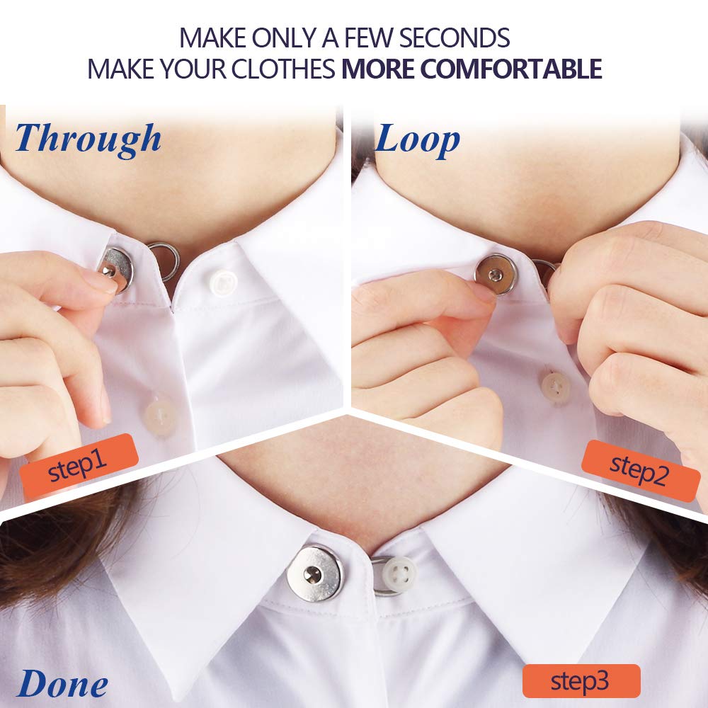 15mm/0.6inch Elastic Collar Buttons Extenders for Shirt Coat Collars