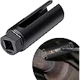 jokormo 1 PC Car Sensor Socket with Side Wire Slotted, Durable Thickened Metal Vehicle Engine Sensor Replacement, Universal Hexagon Automotive Control Valve Sensor Accessories (Black)