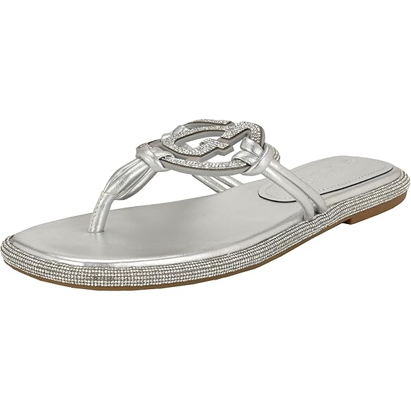 リリ様　SISANDI MIES　timeless women Amazon.com | Guess Women's Saima Flat Sandal, Silver Crystal