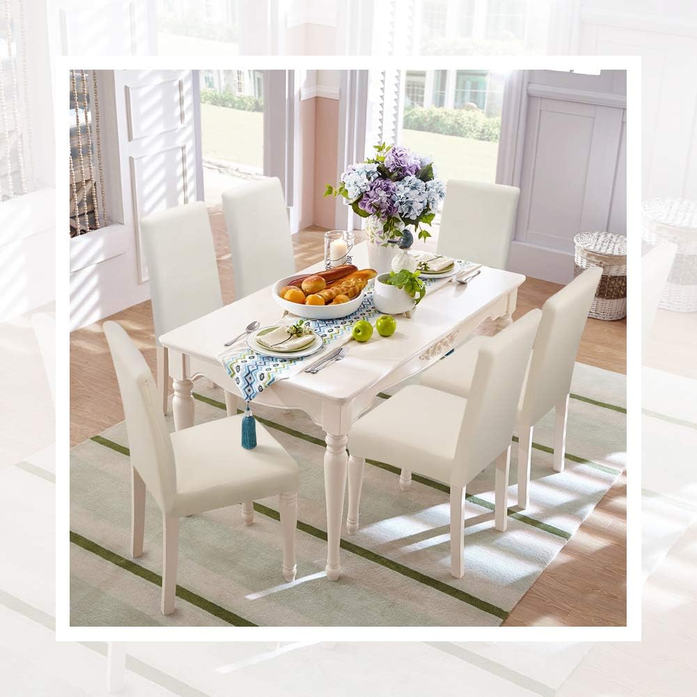 Fuloon 6 Pack Super Fit Stretch Removable Washable Short Dining Chair Protector Cover Seat Slipcover for Hotel,Dining Room,Ceremony,Banquet Wedding Party (Cream-Coloured): Kitchen & Dining