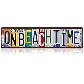 TREEPERI Vintage On Beach Time Street Sign Wall Decor Metal Tin Signs