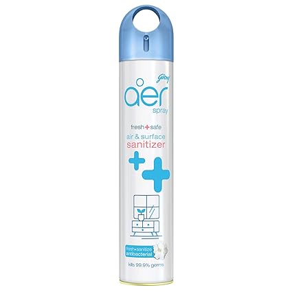 Godrej aer Sanitizer Spray (Air & Surface Disinfectant)-99.9% Germ Protection, Alcohol Based, Long Lasting Fragrance: Cool Surf Blue (240ml)