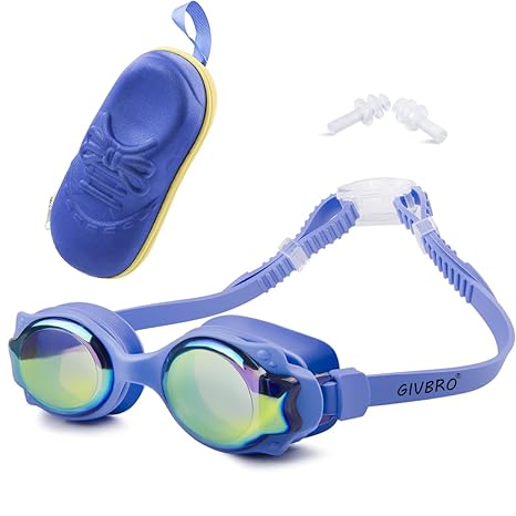GIVBRO Schwimmbrille Kinder Anti-Beschlag 100% UV-Schutz- wasserdicht- Unisex Kinderschwimmbrillen Rutschfest lecksicher Tauc