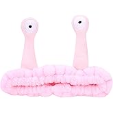 Jowmoy Cute Pink Snail Headband Frog Eye Elastic to Wash Face for Women Makeup Shower Spa.