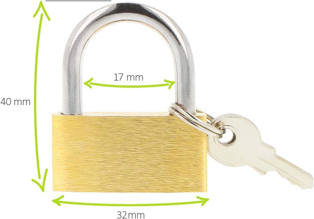 com-four® 4x Padlock made of brass - Padlock with 2 keys - Security lock for household, leisure, work - Image 5
