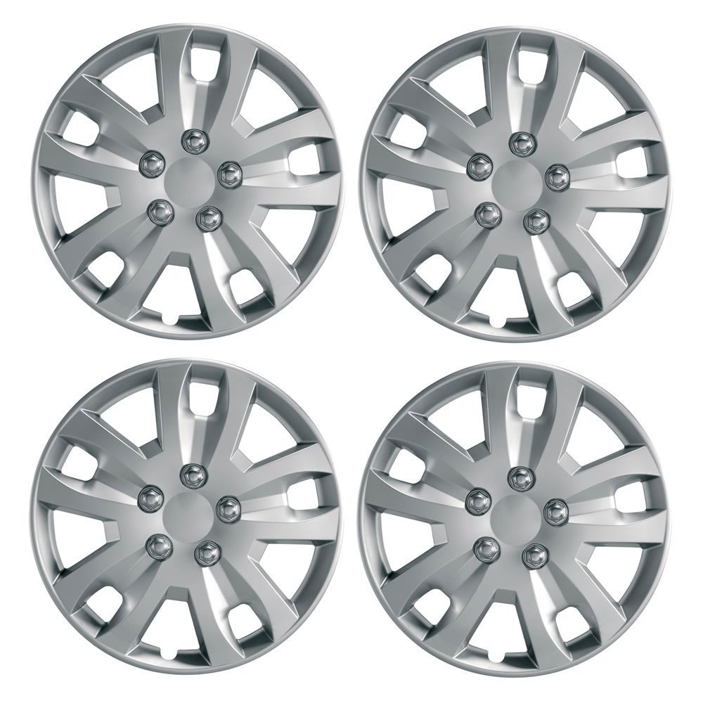 RING 17" Gyro Wheel Trims, Impact Resistant Car Wheel Covers, With High Gloss Finish And Chrome Wheel Nuts, Rust Resistant, Silver (Set of 4)