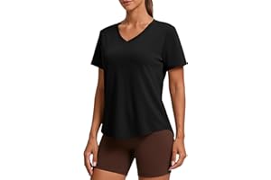 PINSPARK Soft Workout Tops for Women Short Sleeve V Neck Moisture Wicking UPF 50+ Sun Protection Quick Dry Gym Shirts