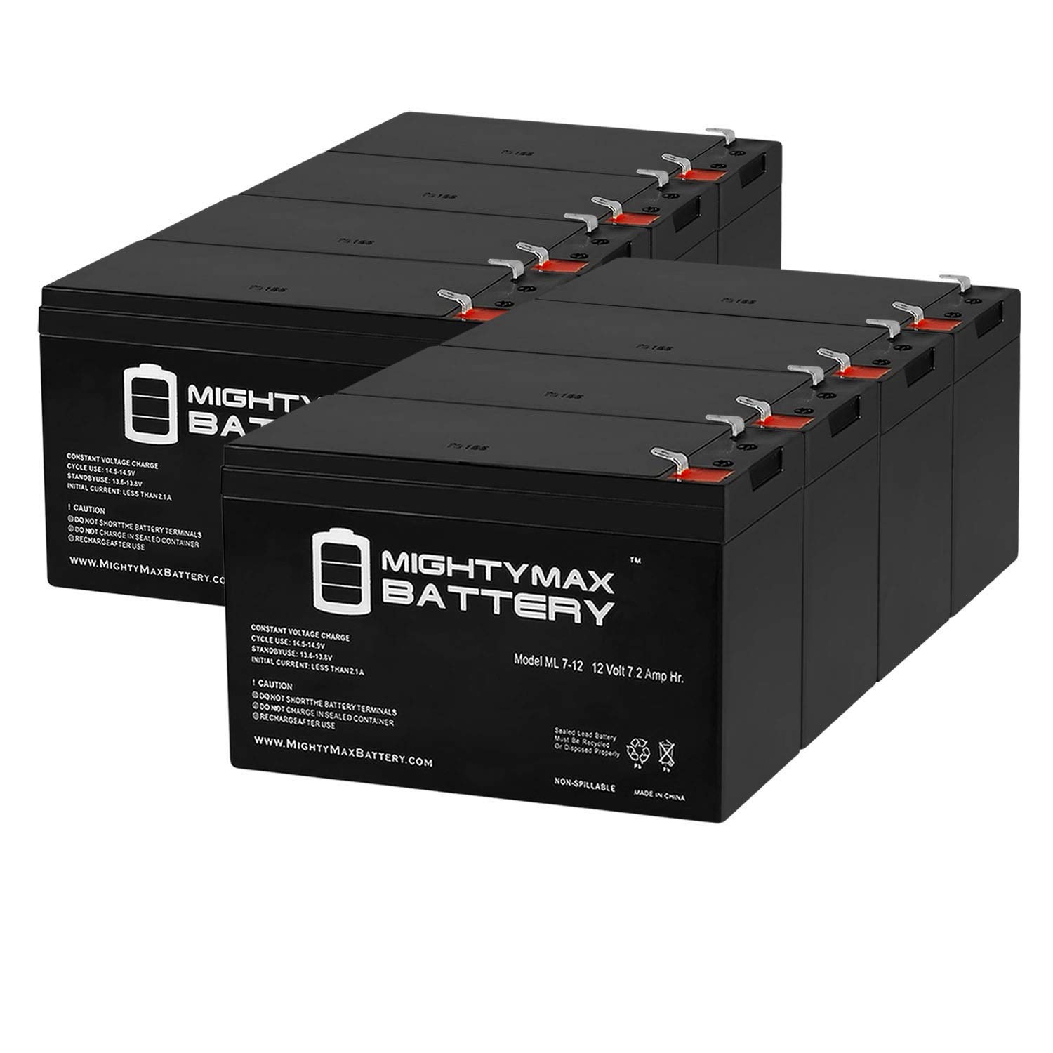 ML7-12 - 12 Volt 7.2 AH SLA Battery - Pack of 8