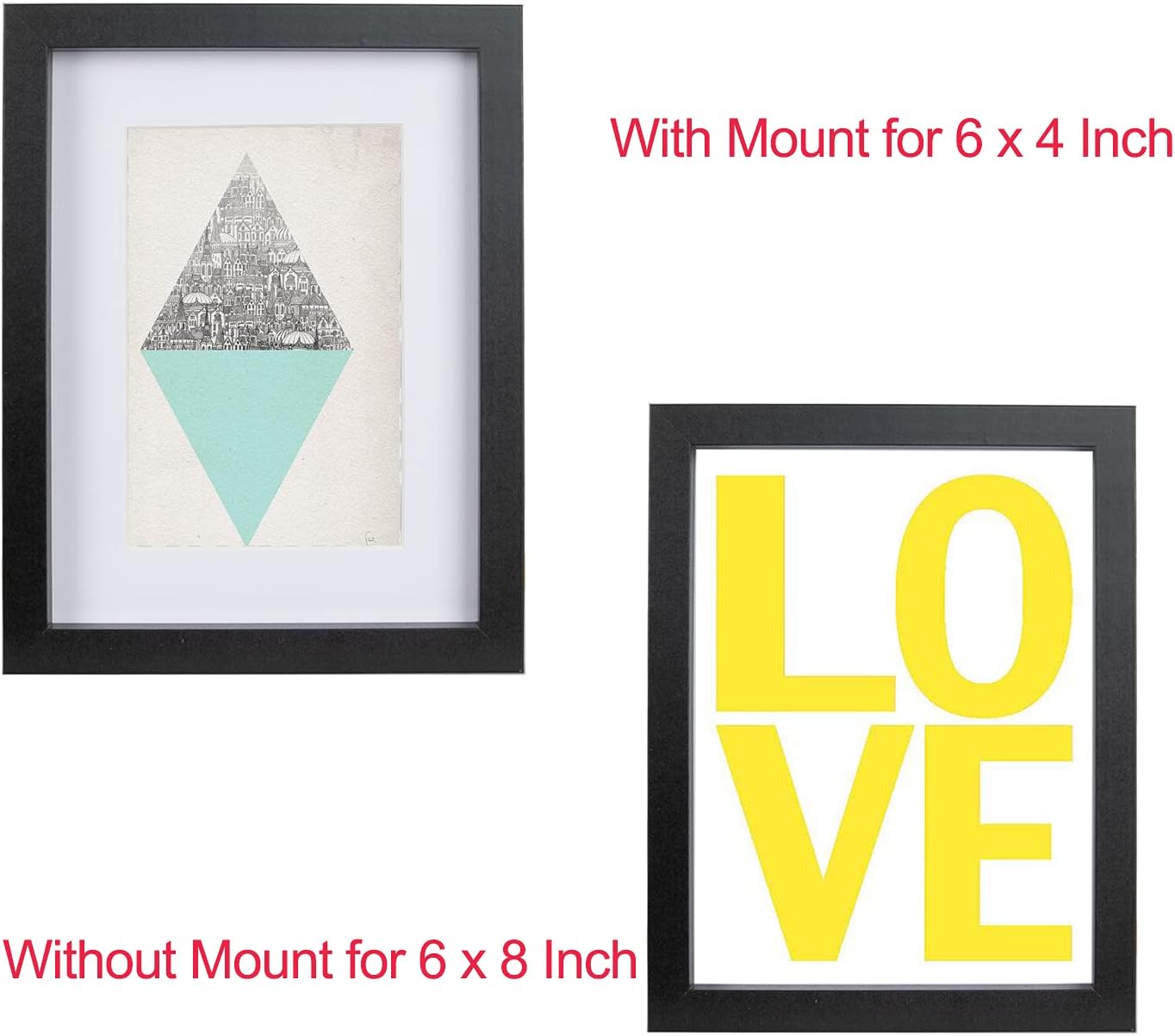 Black 8 x 6 Inch Picture Frame Set of 3 with Mount for 6 x 4'' - Image 4