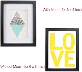 YiPinYin Black 8x6 Inch Picture Frame Set of 3 with Mount Perspex Boxed Gallery view 3