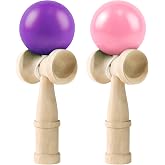 Sghgcvjjf Kendama Toy Wooden Catch Ball Skill Game 2-Pack, Pink and Purple | Solid wood skill toy for kids, adults, parent-child play, hand-eye coordination, outdoor, school, party games, gifts