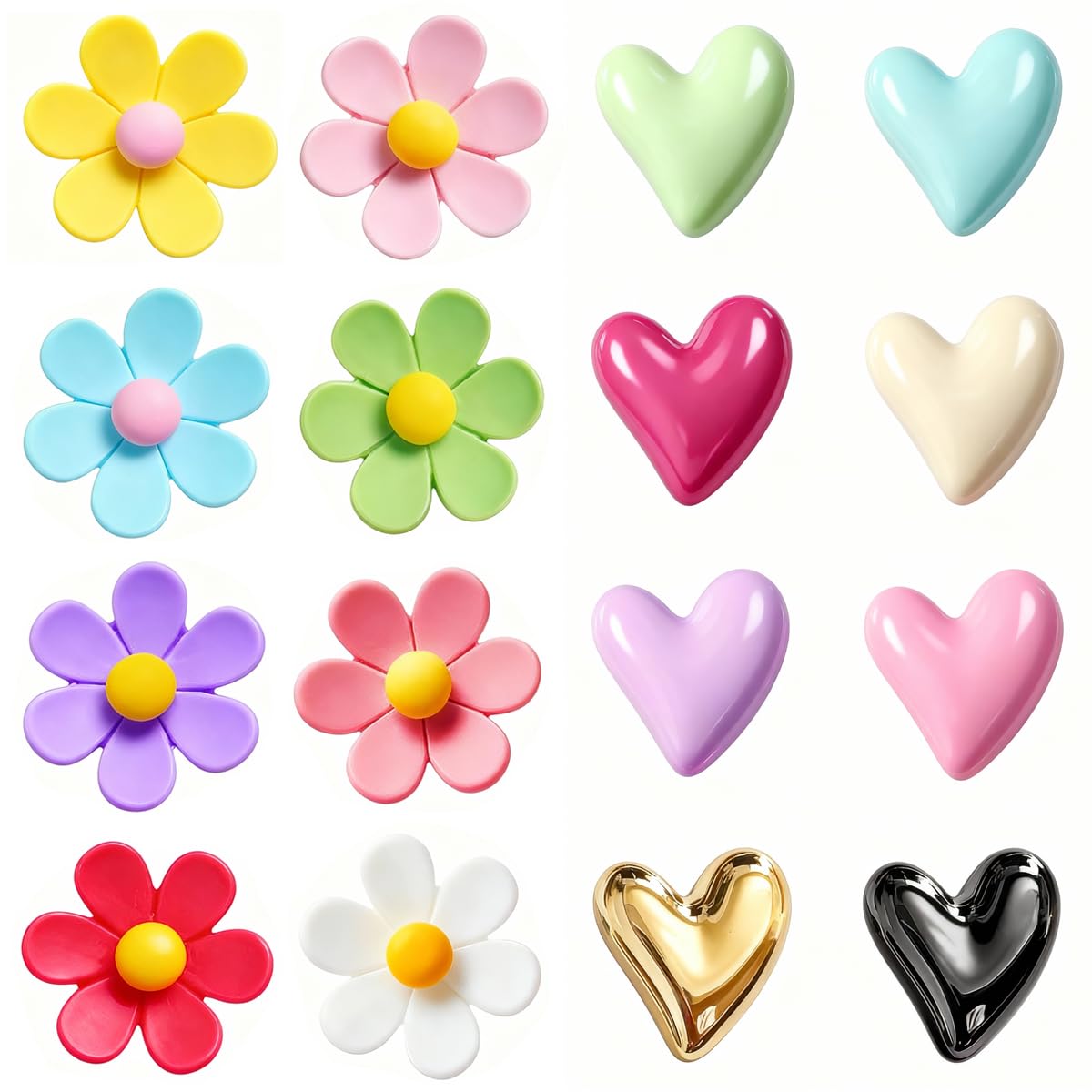 Photo 1 of 16PCS Refrigerator Magnets Flower and Love Heart Fridge Magnets Cute Colorful Decorative Magnets Funny 3D Magnet for Office Kitchen Locker