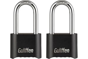 Guliffen 2 Pack Heavy Duty Weatherproof Combination Padlock, Outdoor Combination Lock with Long Shackle for Gate, Fence, Warehouse, Storage Unit,Garages