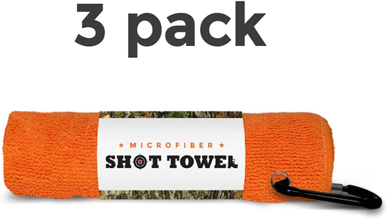Shot Towel (Blaze Orange-3pk Microfiber, 16" X 16" with Carabiner Clip. for Shooting, Hunting, and Tactical : Sports & Outdoors