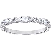 Jewels By Lux Sterling Silver Womens Cubic-Zirconia Fashion Bridal Anniversary Wedding Engagement Band Ring Sizes 5-9