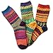 Fly-love Women's 3 Pairs Vintage Thick Cotton Crew Socks Colorful Warm Casual Winter Mid-calf Sock (colorful 1);One Size