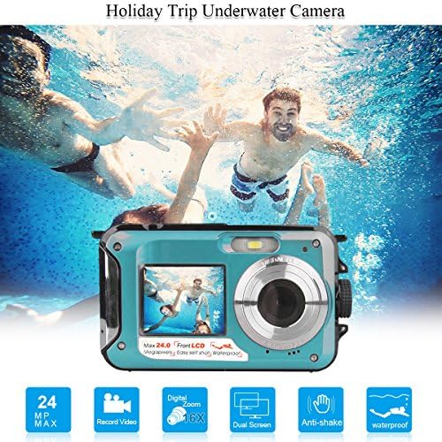 Dual Screen Waterproof Underwater Sports Action HD Mini Digital Video Recorder Camera,24MP 1080P Point and Shoot Digital Camcorder Camera (Blue 2)