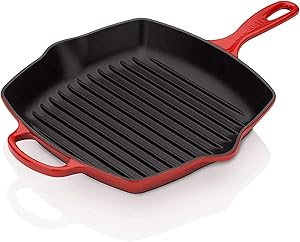 Cast Iron Grill Pan Square Skillet Grill Pre-Seasoned Grill Pan Chef Quality Tools for Grilling Bacon, Steak, and Meats