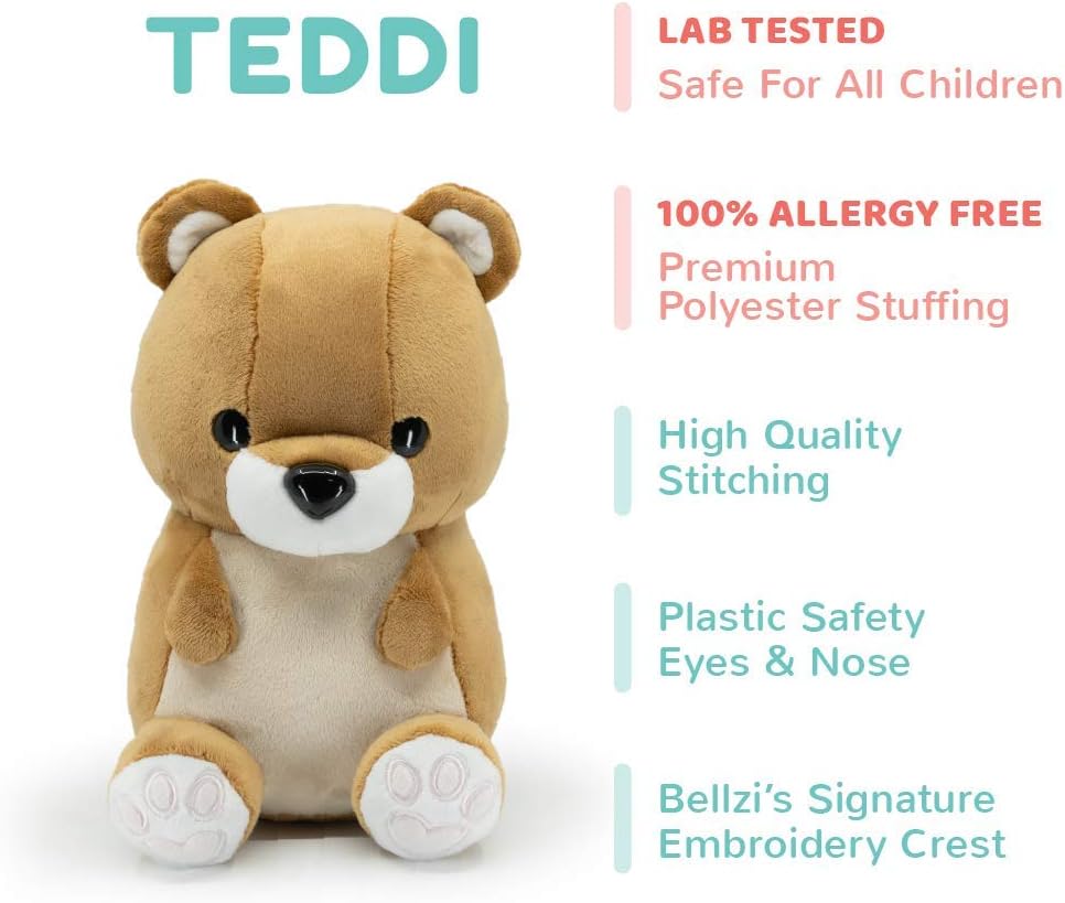 Bellzi Teddy Bear Cute Stuffed Animal Plush Toy - Adorable Soft Brown Grizzly Bear Toy Plushies and Gifts - Perfect Present for Kids, Babies, Toddlers - Teddi: Toys & Games