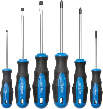 ROTATION 6Pcs Magnetic Tip Screwdriver Set 3 Phillips 3 Flat Cushion Grip