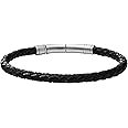 Fossil Men's Casual Stainless Steel and Genuine Leather Bracelet for Men