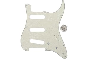 FLEOR 11 Holes ST Style Pickguard SSS Guitar Pickguard Pick Guard Scratchplate with Screws Set,4Ply Aged Pearl