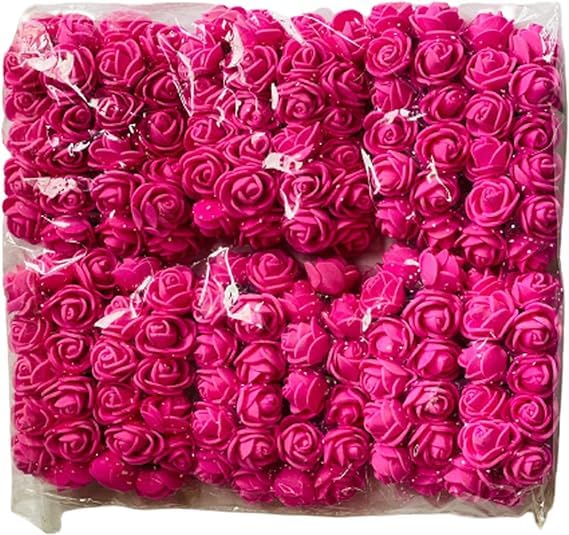 Witty Cuties Artificial Flowers Real Looking Artificial Hot-Pink Roses Foam Flowers for Crafting Fake Foam Roses Decoration DIY Wedding Bouquets Bridal Shower Flower Decoration Pack of 1 (144pcs).