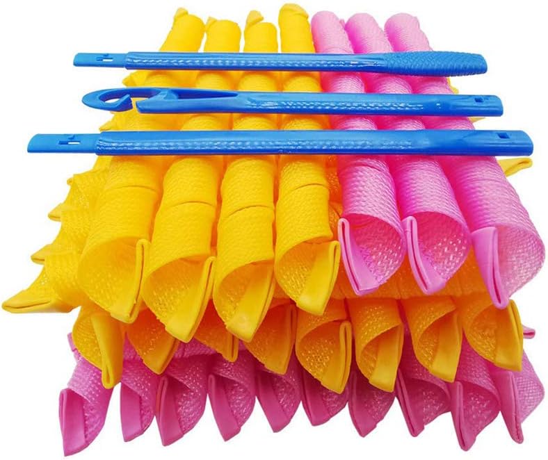 Hair Curlers with Styling Hook Spiral Curls Styling Kit, 20/pack No Heat Hair Rollers for Extra Long Hair up to 25" (65 cm)