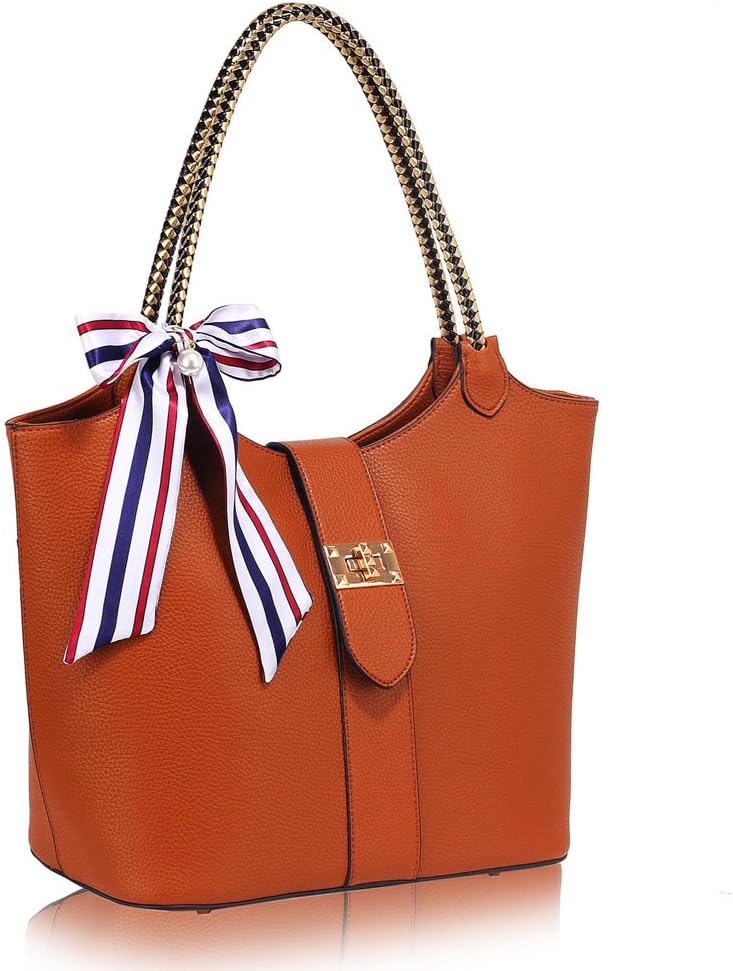 ANNA GRACE Womens Tote Bag Twist Lock Shoulder Bag For Girls Handbag With Bow