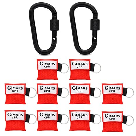 Gimars CPR Maske mit Karabinerhaken CPR Mask RESPI-Key Beatmungsmaske Schlüsselanhänger Beatmungshilfe Notfalltuch Taschenmas