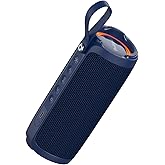 Bobtot Portable Bluetooth Speaker, IPX6 Waterproof Speaker with Punchy Bass, 15W Loud Sound, RGB, 15H Playtime, Dual Pairing for Party, Camping, Beach, Blue