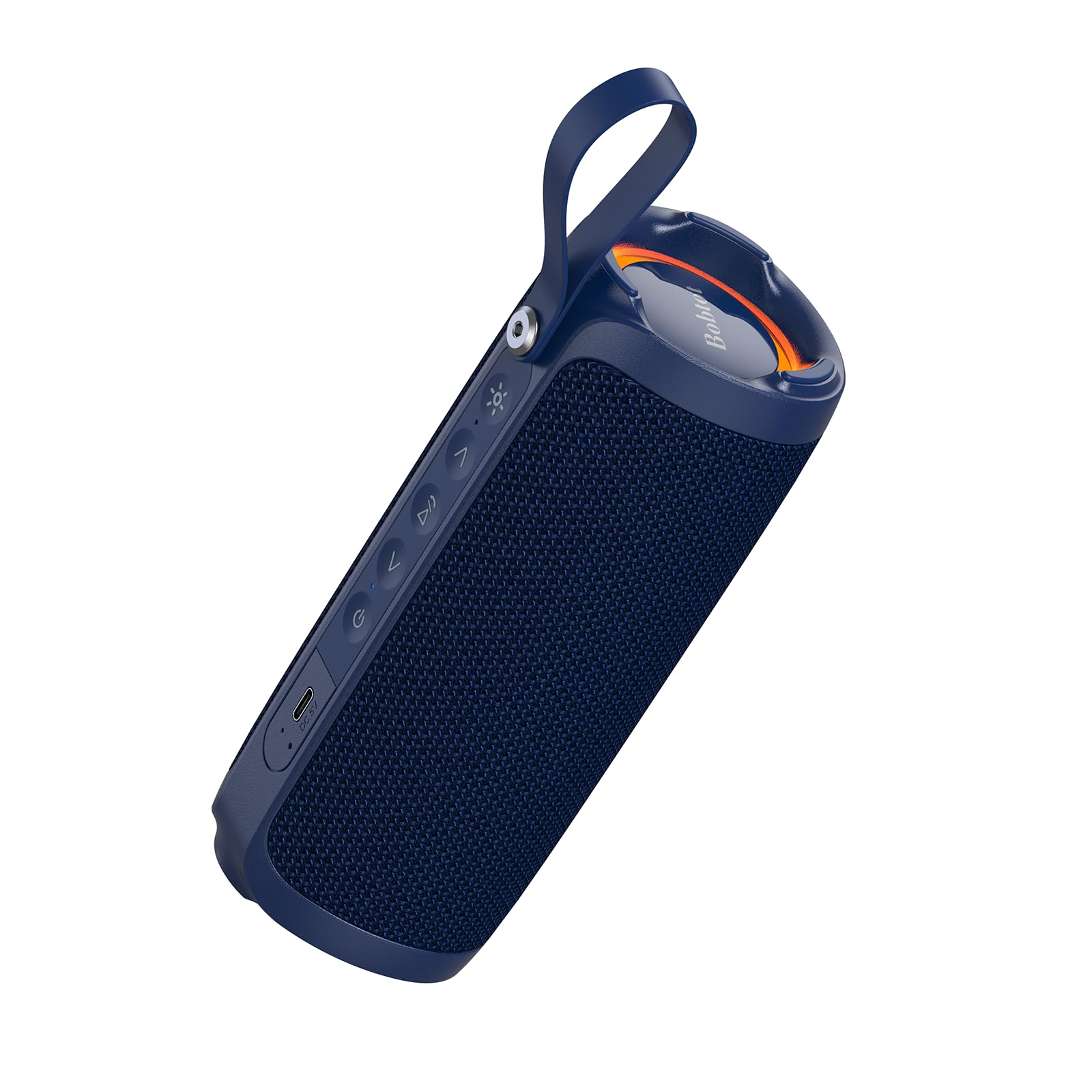 Bobtot Portable Bluetooth Speaker, IPX6 Waterproof Speaker with Punchy Bass, 15W Loud Sound, RGB, 15H Playtime, Dual Pairing for Party, Camping, Beach, Blue