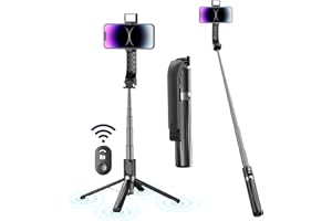 IEVICRE Selfie Stick Tripod, 55" Phone Tripod with Remote, Extendable Aluminum Alloy Bluetooth Selfie Stick and Phone Holder for iPhone Android Phone, GoPro Camera Black