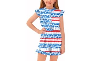 BesserBay Girl's Summer Ruffled Flutter-Sleeve Jumpsuit Button Down Crewneck Romper 5-14 Years