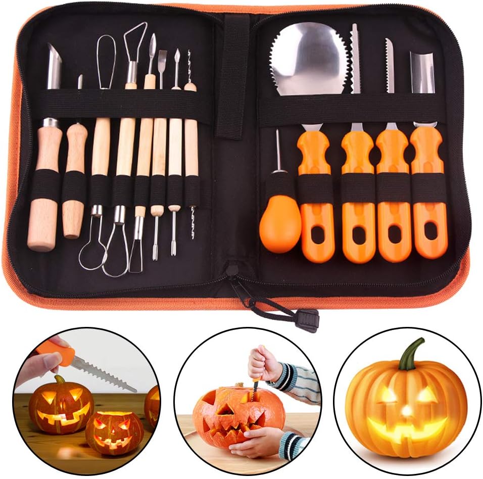 CTlite Pumpkin Carving Tools, Stainless Steel Fruit Carving Stencils Tool Kit Jack O Lantern Pumpkin Carving Knife for Halloween Decoration